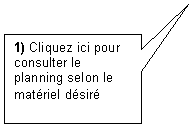 Bulle rectangulaire: 1) Cliquez ici pour consulter le planning selon le matriel dsir
